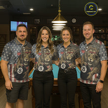 Load image into Gallery viewer, Personalized Vintage American Flag Lion Billiard Shirt For Men, 8 Ball Pool Billiard Team Jerseys TDM5591