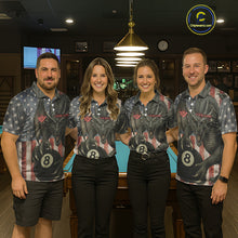 Load image into Gallery viewer, Personalized Vintage American Flag Dragon Billiard Shirt For Women, 8 Ball Pool Billiard Team Jerseys TDM5592