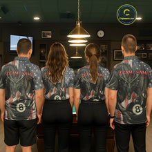 Load image into Gallery viewer, Personalized Vintage American Flag Dragon Billiard Shirt For Women, 8 Ball Pool Billiard Team Jerseys TDM5592