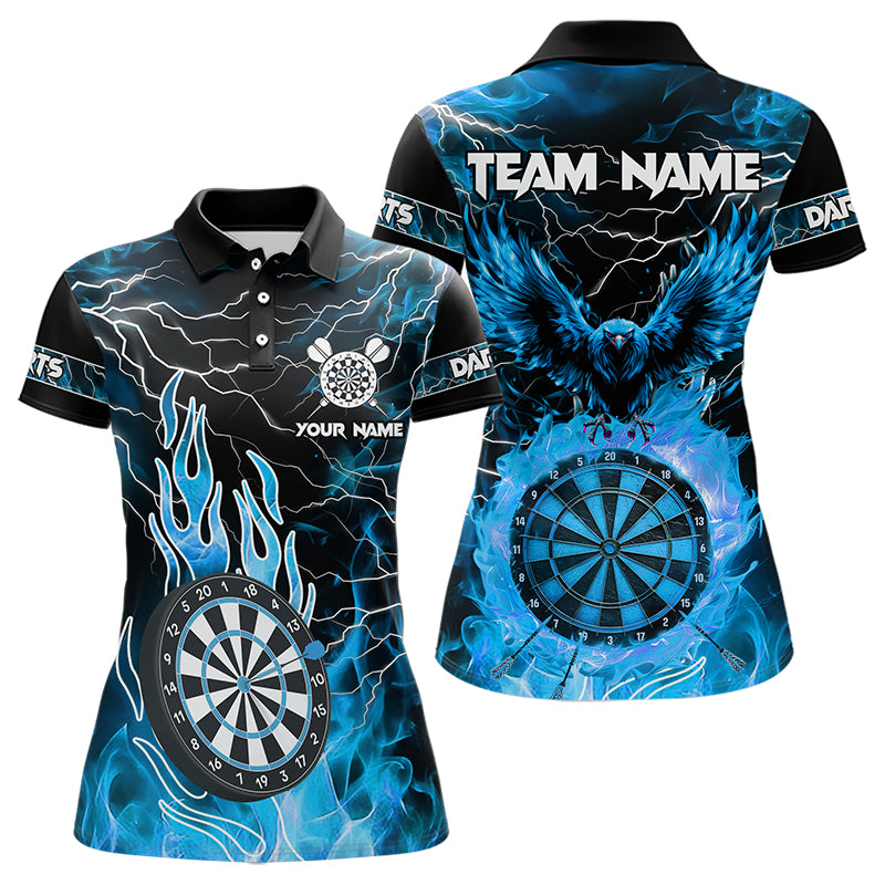 Blue Flaming Custom Eagle Dart Shirt For Women, Thunder Lightning Dart Jersey TDM3507