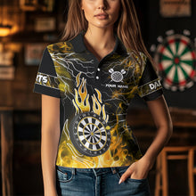 Load image into Gallery viewer, Yellow Dartboard Flame Custom Eagle Women Dart Shirts, Lightning Dart Jerseys TDM3508