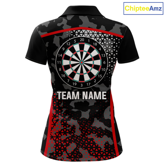 Black And Red Camo Dart Shirt With Pocket Option For Women Custom Dart Jersey TDM5829