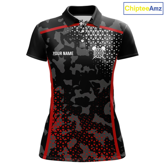 Black And Red Camo Dart Shirt With Pocket Option For Women Custom Dart Jersey TDM5829