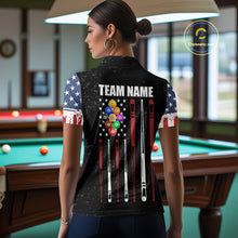 Load image into Gallery viewer, Personalized Grunge American Flag Women's Billiard Shirt Custom 9 Ball Pool Billiard Team Jersey TDM5832