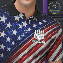 Load image into Gallery viewer, American Flag Fire Patriotic Bowling Shirt For Men Custom Bowling Team Jersey Polo &amp; 1/4 Zip TDM6204