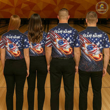 Load image into Gallery viewer, American Flag Fire Patriotic Bowling Shirt For Women Custom Bowling Team Jersey Polo &amp; 1/4 Zip TDM6204