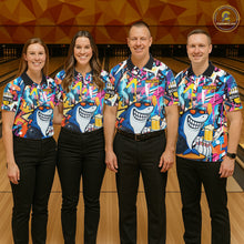 Load image into Gallery viewer, Funny Shark Colorful Graffiti Bowling Shirts For Women, Best Bowling Team Jersey Polo &amp; 1/4 Zip TDM6208