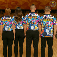 Load image into Gallery viewer, Funny Shark Colorful Graffiti Bowling Shirts For Women, Best Bowling Team Jersey Polo &amp; 1/4 Zip TDM6208