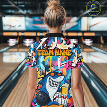 Load image into Gallery viewer, Funny Shark Colorful Graffiti Bowling Shirts For Women, Best Bowling Team Jersey Polo &amp; 1/4 Zip TDM6208