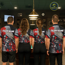 Load image into Gallery viewer, Custom Red Funny Cat Billiard Shirt For Men, Personalized 8 Ball Pool Team Jersey Polo &amp; 1/4 Zip TDM6441