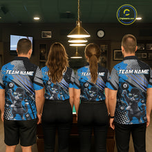 Load image into Gallery viewer, Custom Blue Funny Cat Billiard Shirt For Men, Personalized 8 Ball Pool Team Jersey Polo &amp; 1/4 Zip TDM6442