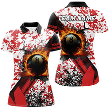 Load image into Gallery viewer, Custom 8 Ball Pool Fire Billiard Shirts For Women, Red Grunge Camo Billiard Shirts Jersey For Team TDM1717