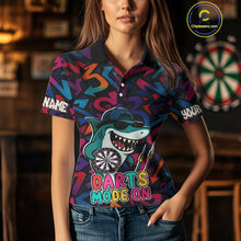 Load image into Gallery viewer, Darts Mode On Funny Shark Graffiti Style Custom Dart Shirts For Women, Dart Jersey Best Darts Outfit TDM4093