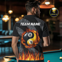 Load image into Gallery viewer, Personalized Flame Ying And Yang 8 Ball &amp; 9 Ball Billiard Shirt For Men, Funny Pool Team Jerseys TDM4278