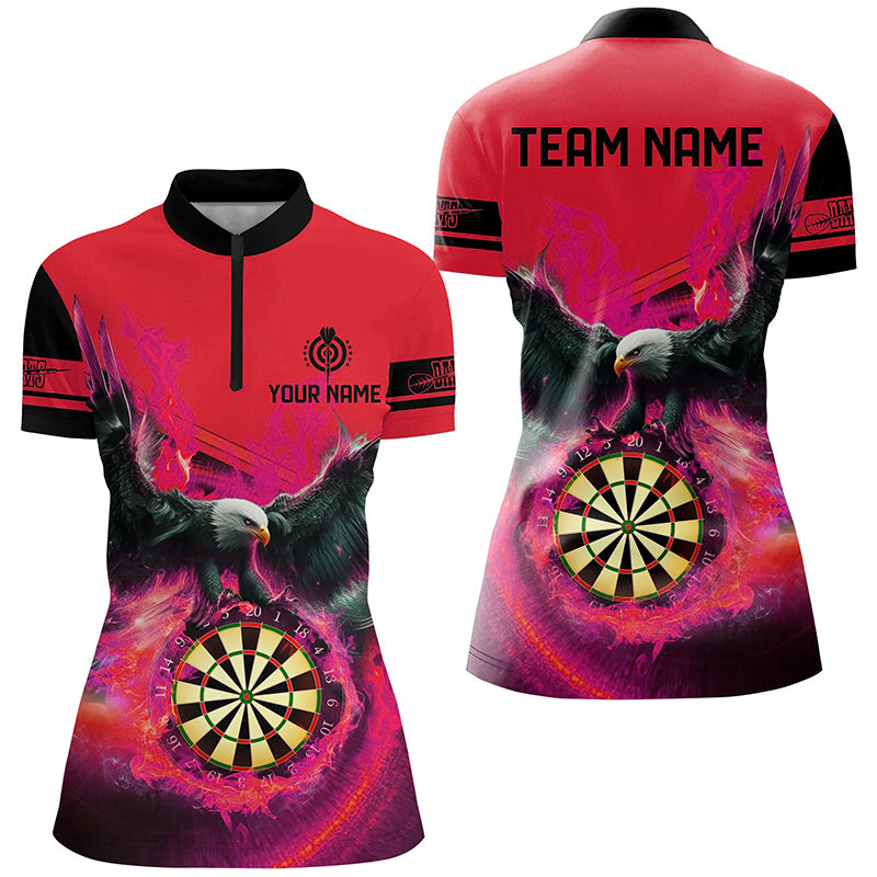 Personalized 3D Eagle Flying On Dart Board Fire Darts Shirts For Women Custom Darts Jerseys |Red TDM2126