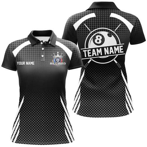 Personalized Billiard Tournament Pool Shirts For Women, Best 8 Ball Billiard Team Jerseys |Black TDM2130
