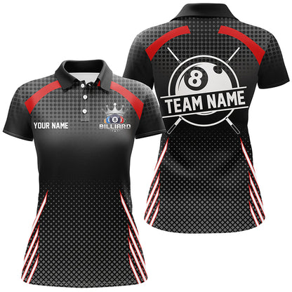 Personalized Billiard Tournament Pool Shirts For Women, Best Custom 8 Ball Billiard Team Jerseys |Red TDM2131