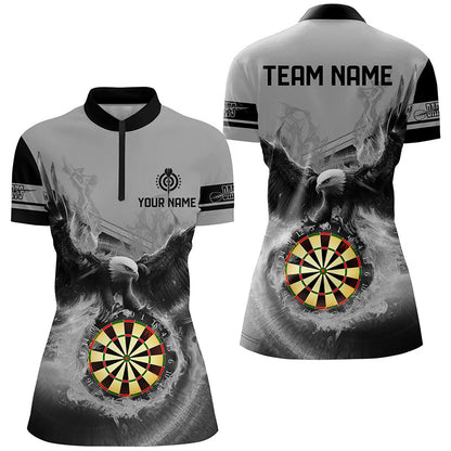 Personalized 3D Eagle Flying On Dart Board Fire Darts Shirts For Women Custom Darts Jerseys |Grey TDM2383