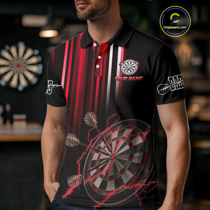 Red Throwing Skills Loading Custom Darts Shirt For Men With Pocket Option TDM4702
