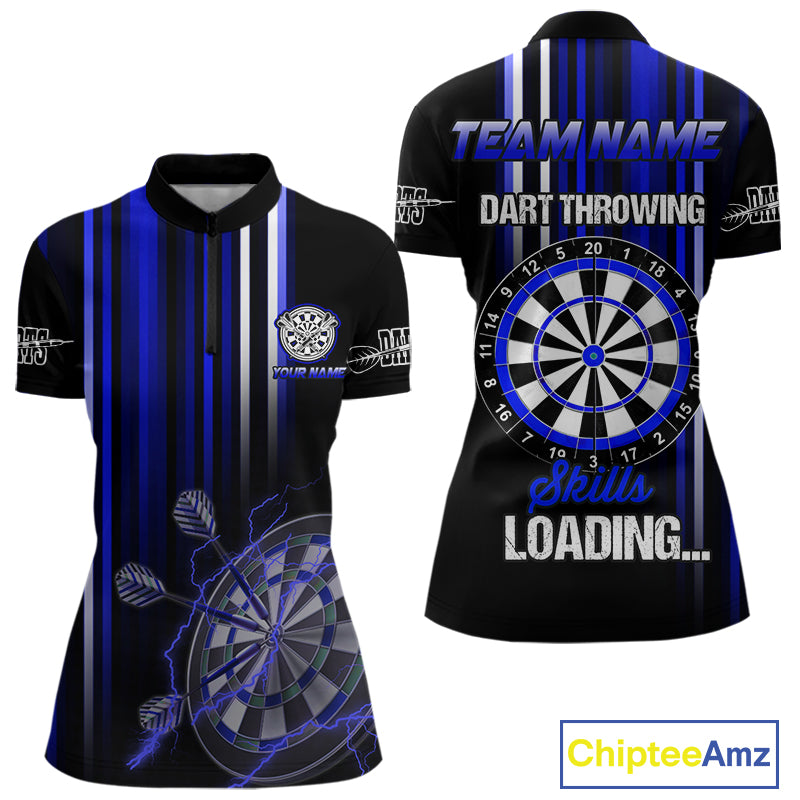 Blue Throwing Skills Loading Custom Darts Shirt For Women With Pocket Option TDM4703