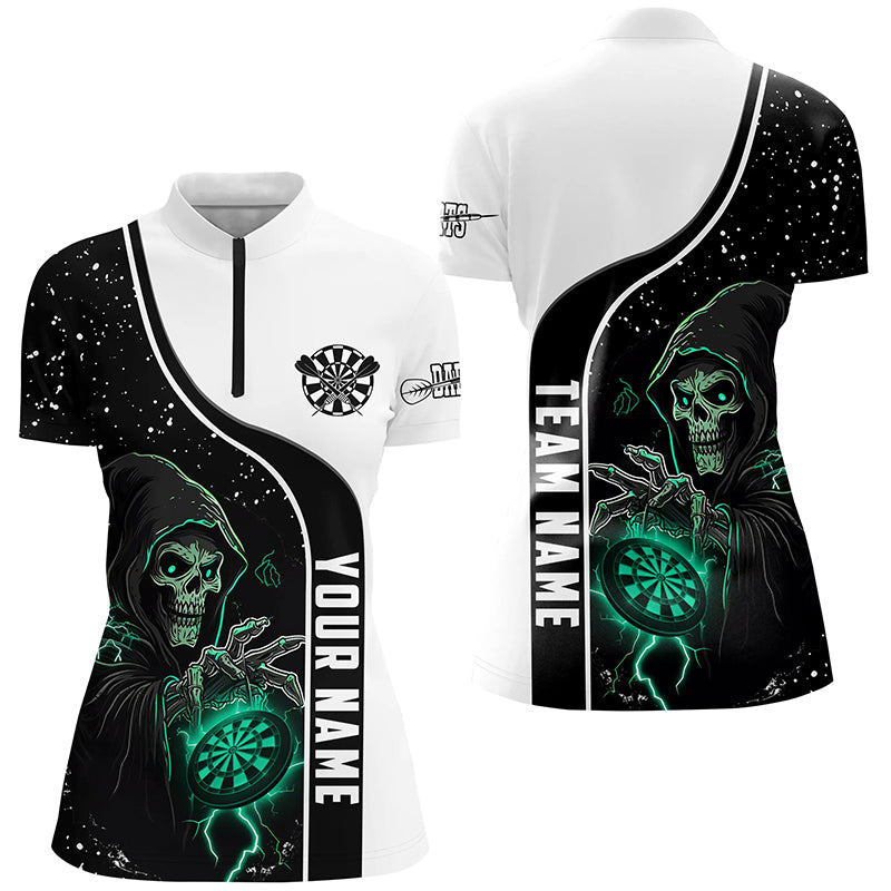 Turquoise Grim Reaper Darts Women Polo & Quarter-Zip Custom Darts Shirts For Team Darts Jerseys TDM2627