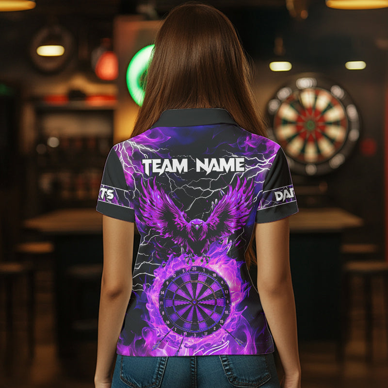 Purple Dart Board Fire Flame Custom Eagle Dart Shirts For Women, Thunder Lightning Dart Team Jerseys TDM2877