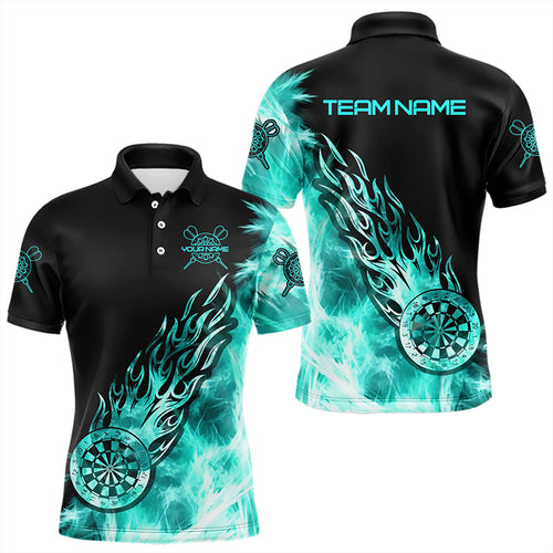 Black And Turquoise Light Icy Men Darts Polo & Quarter Zip Custom Dart Shirts For Team Dart Jerseys TDM3344