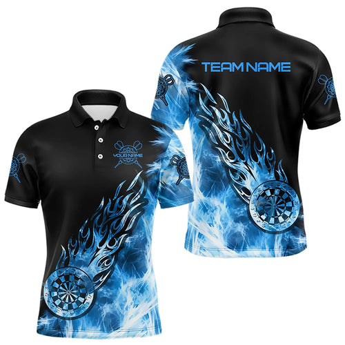 Black And Blue Light Icy Men Darts Polo & Quarter Zip Custom Dart Shirts For Team Dart Jerseys TDM3345
