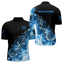 Load image into Gallery viewer, Black And Blue Light Icy Men Darts Polo &amp; Quarter Zip Custom Dart Shirts For Team Dart Jerseys TDM3345