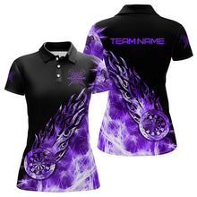 Load image into Gallery viewer, Black And Purple Light Icy Women Darts Polo &amp; Quarter Zip Custom Dart Shirts For Team Dart Jerseys TDM3346