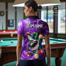 Load image into Gallery viewer, Purple Funny Shark Colorful Billiard Balls Lightning Pool Shirt For Women Custom Billiard Team Jersey TDM5840
