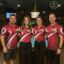 Load image into Gallery viewer, Personalized Red Billiard Jersey For Men Custom Flame 8 Ball Pool Billiard Shirt Polo &amp; 1/4 Zip TDM6447