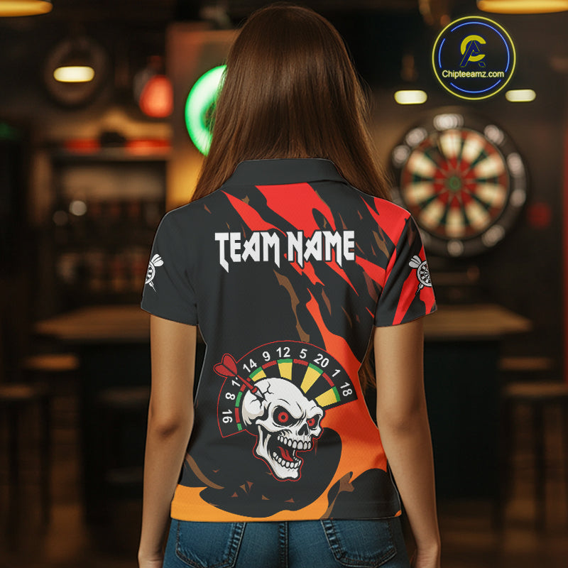 Funny Skull Dart Shirts With Pocket Option For Women Custom Dart Team Jersey TDM4098