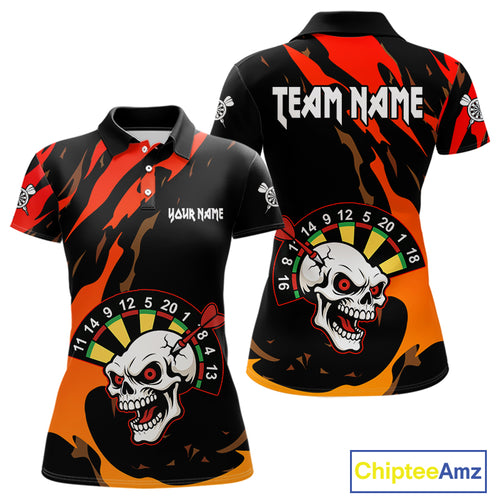 Funny Skull Dart Shirts With Pocket Option For Women Custom Dart Team Jersey TDM4098