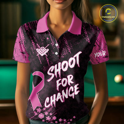 Shoot For Change Breast Cancer Awareness Billiard Shirt For Women Custom Pink Ribbon Billiard Jersey TDM4468