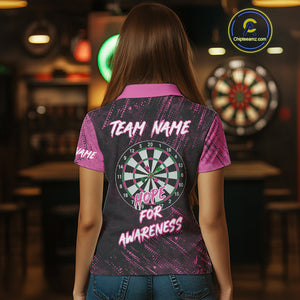 Aim With Heart Pink Ribbon Darts Shirt For Women Custom Breast Cancer Awareness Darts Jersey TDM4469