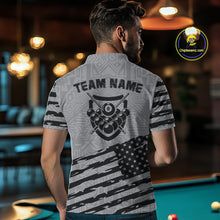 Load image into Gallery viewer, Personalized Grey US Flag 8 Ball Billiard Shirt For Men Custom Patriotic Billiard Pool Jerseys TDM4904