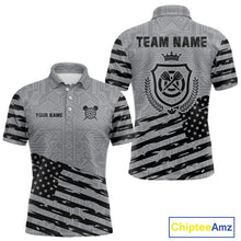 Load image into Gallery viewer, Personalized Grey US Flag Darts Shirt For Men Custom Darts Jersey, Darts Tournament Team Shirts TDM4905