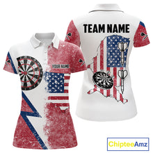 Load image into Gallery viewer, Personalized Grunge American Flag Women&#39;s Dart Shirts Custom Patriotic Darts Team Jersey |White TDM4906
