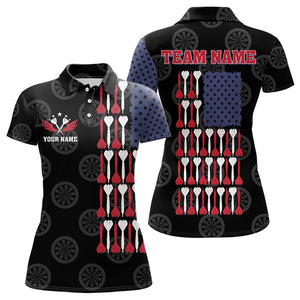 American Flag Black Darts Polo & Quarter Zip Shirt Custom Women Dart Shirts Patriotic Dart Jerseys TDM3355