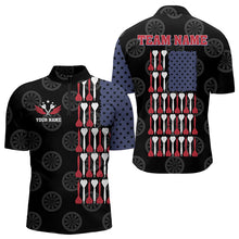 Load image into Gallery viewer, American Flag Black Darts Polo &amp; Quarter Zip Shirt Custom Men Dart Shirts Patriotic Dart Jerseys TDM3355