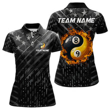 Load image into Gallery viewer, Black US Flag Ying And Yang 8 Ball &amp; 9 Ball Custom Billiard Shirts For Women Funny Billiard Jerseys  TDM3357