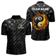 Load image into Gallery viewer, Black US Flag Ying And Yang 8 Ball &amp; 9 Ball Custom Billiard Shirts For Men Funny Billiard Jerseys  TDM3357