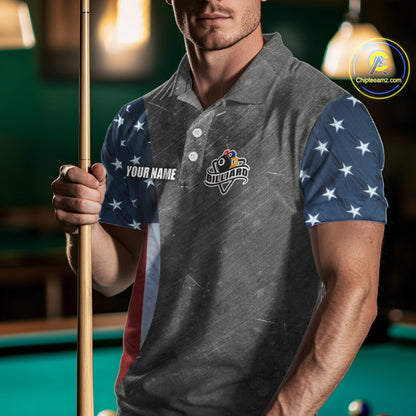 Grunge American Flag Patriotic Billiard Shirts For Men Custom 3D Billiard Balls Pool Team Jerseys TDM5616
