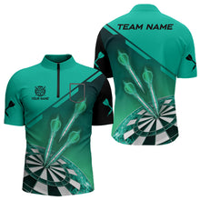 Load image into Gallery viewer, Turquoise Darts Jersey For Men Custom Darts Team Shirt With Pocket Option TDM3519