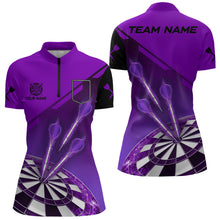 Load image into Gallery viewer, Purple Darts Jersey For Women Custom Darts Team Shirt With Pocket Option TDM3520
