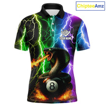 Load image into Gallery viewer, Colorful Lightning Cobra Snake 8 Ball Billiard Shirt For Men Custom Pool Team Jersey Polo, 1/4 Zip TDM5986