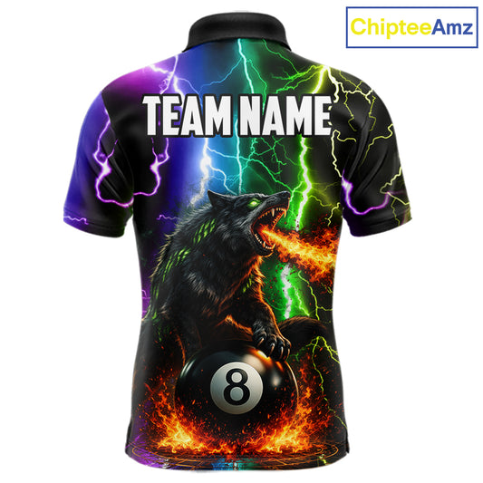 Colorful Lightning 8 Ball Wolf Billiard Shirt For Men Custom Pool Team Jersey Polo & 1/4 Zip TDM5987