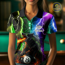 Load image into Gallery viewer, Colorful Lightning 8 Ball Wolf Billiard Shirt For Women Custom Pool Team Jersey Polo &amp; 1/4 Zip TDM5987