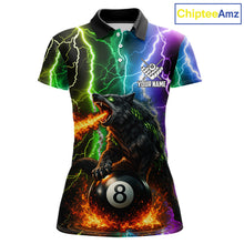 Load image into Gallery viewer, Colorful Lightning 8 Ball Wolf Billiard Shirt For Women Custom Pool Team Jersey Polo &amp; 1/4 Zip TDM5987